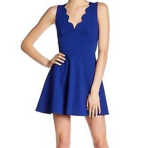 Love Ady Blue Scallop Neck Dress